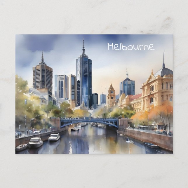 Melbourne watercolor art postcard (Front)