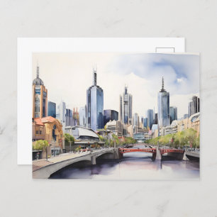 Melbourne watercolor art postcard