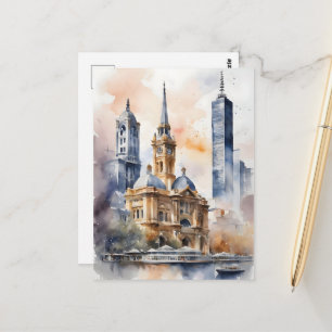 Melbourne watercolor art postcard