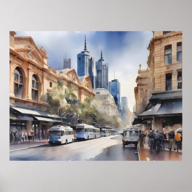 Melbourne watercolor art poster (Front)
