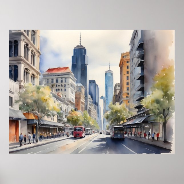 Melbourne watercolor art poster (Front)