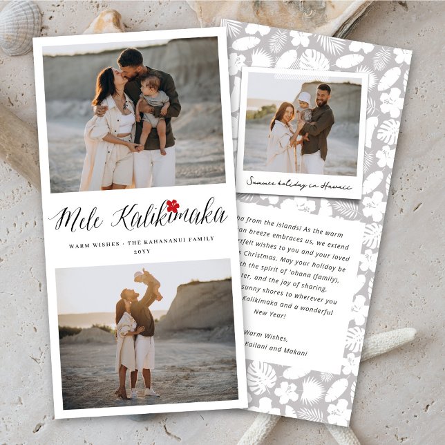 Mele Kalikimaka 2 Photo Collage Simple Christmas Holiday Card (Creator Uploaded)