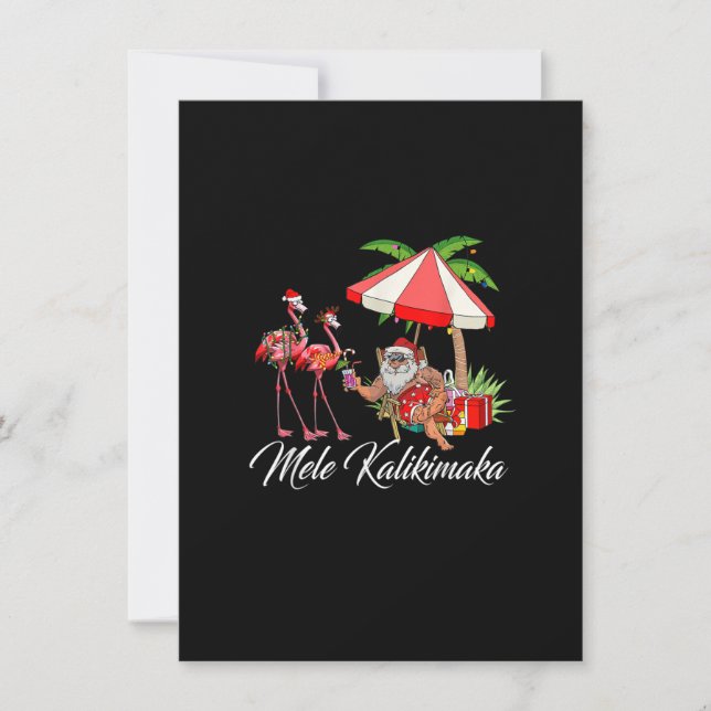 Mele Kalikimaka Aloha Hawaiian Flamingo Santa Chri Invitation (Front)