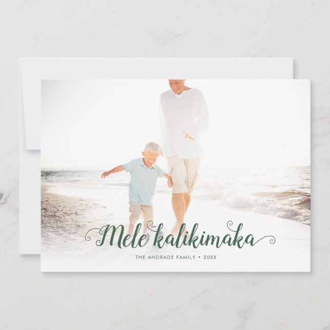 Mele Kalikimaka Beach Christmas Photo Hawaiian Hol Holiday Card (Front)