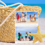Mele Kalikimaka Beach Family Photo Collage Gold Foil Holiday Card<br><div class="desc">Chic customisable beach family photo collage gold foil Christmas card with your favourite tropical photos in the sun. Add 3 of your favourite memories from your island vacation to the coast on the front and one on the back. A beautiful coastal holiday card with a clean, modern photograph layout and...</div>