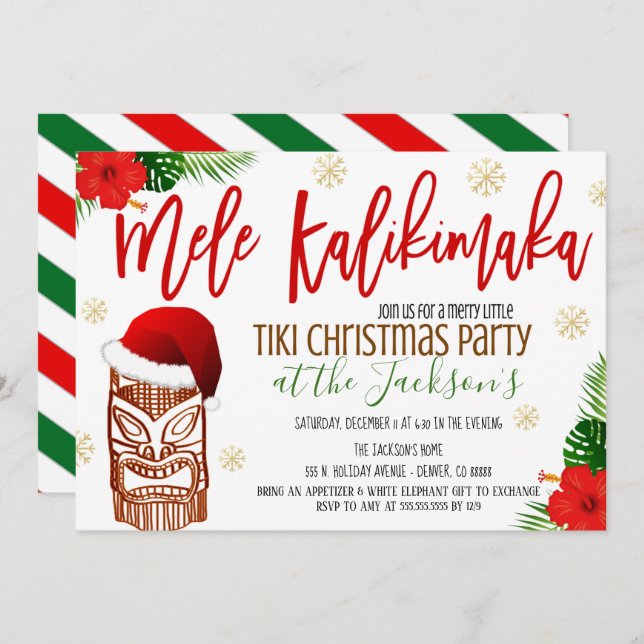 Mele Kalikimaka Beach Holiday Party Invite (Front/Back)