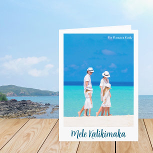 Mele Kalikimaka Beach Photo Family Letter Folded Holiday Card