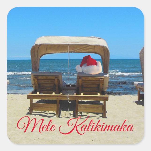 Mele Kalikimaka beach Square Sticker (Front)