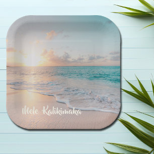 Mele Kalikimaka Beautiful Beach Christmas Party Paper Plate