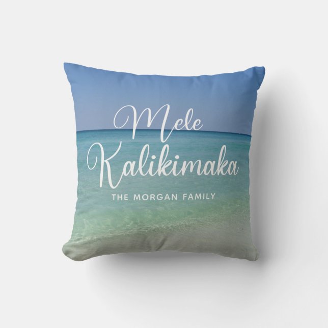 Mele Kalikimaka Beautiful Beach Custom Christmas Cushion (Front)