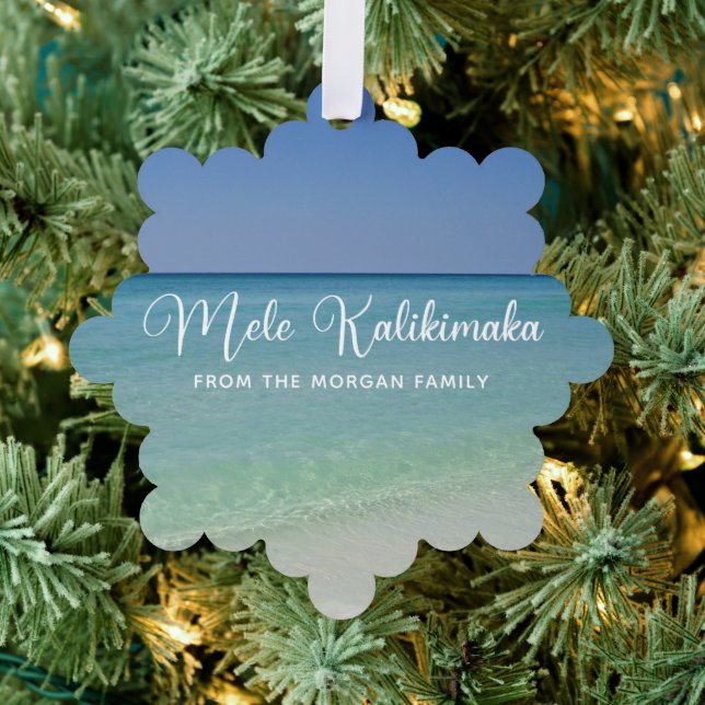 Mele Kalikimaka Beautiful Custom Beach Christmas Tree Decoration Card (Insitu (Tree))