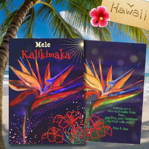 Mele Kalikimaka Bird of Paradise Hawaiian  Holiday Card