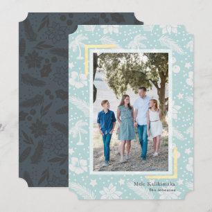 Mele Kalikimaka Blue Photo Holiday Card