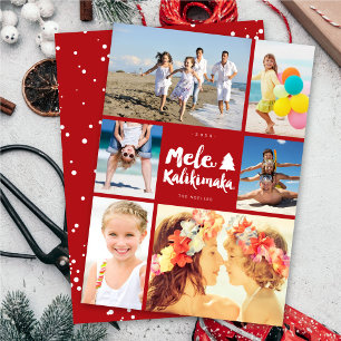 Mele Kalikimaka Brush Christmas 6 Photo Collage Holiday Card