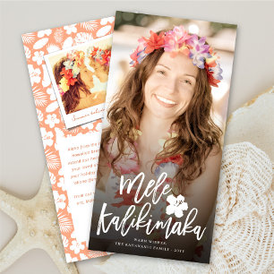 Mele Kalikimaka Brush Script Christmas Photo Holiday Card