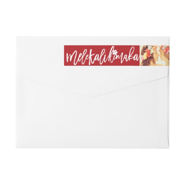 Mele Kalikimaka Brushed Christmas Photo Address Wrap Around Label (Back)
