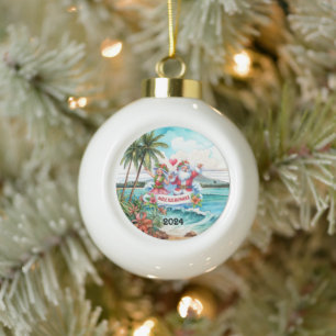 Mele Kalikimaka Ceramic Ball Christmas Ornament