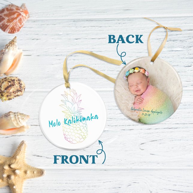 Mele Kalikimaka Christmas Baby Birth Holiday Photo Ceramic Ornament (Mele Kalikimaka Christmas Baby Birth Holiday Photo Ceramic Ornament)