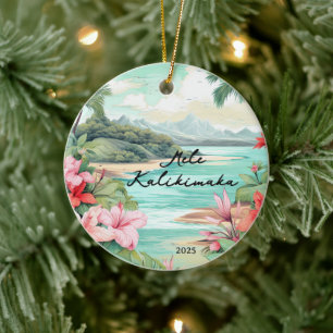 Mele kalikimaka Christmas Ceramic Ornament