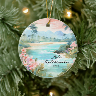 Mele kalikimaka Christmas Ceramic Ornament