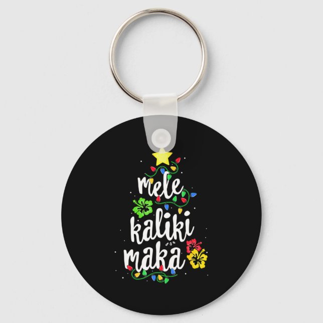 Mele Kalikimaka Christmas Hawaiian  Key Ring (Front)