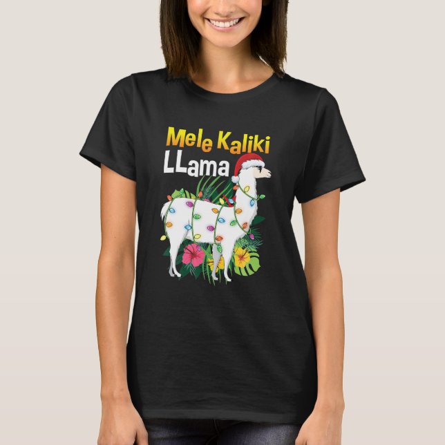 Mele Kalikimaka Christmas  Hawaiian Llama Xmas T-Shirt (Front)
