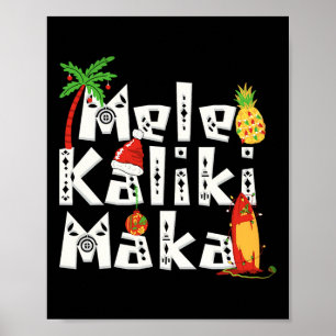 Mele Kalikimaka Christmas Palm Tree Hawaiian Xmas Poster