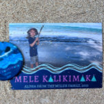 Mele Kalikimaka Christmas Photo Collage Holiday Card<br><div class="desc">Personalise this tropical Christmas card with your favourite vacation photo! 
Tropical Hawaiian feel.
Cute little Christmas trees.</div>