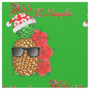 Mele Kalikimaka Christmas Pineapple Fabric
