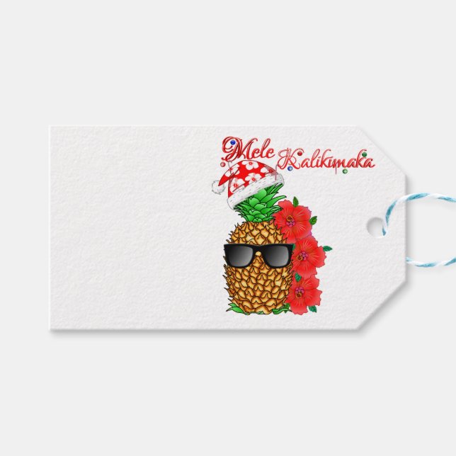 Mele Kalikimaka Christmas Pineapple Gift Tags (Front (Horizontal))