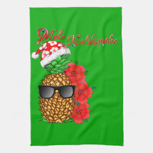 Mele Kalikimaka Christmas Pineapple Tea Towel
