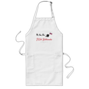 Mele Kalikimaka Christmas Santa with Hawaiian flag Long Apron