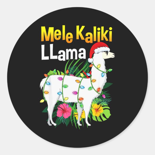 Mele Kalikimaka Christmas Shirt Hawaiian Llama X-m Classic Round Sticker (Front)