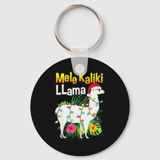 Mele Kalikimaka Christmas Shirt Hawaiian Llama X-m Key Ring (Front)