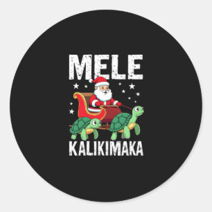 Mele Kalikimaka Christmas Shirt � Santa Sleigh Sea Classic Round Sticker