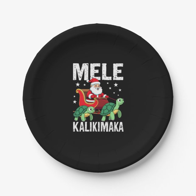 Mele Kalikimaka Christmas Shirt � Santa Sleigh Sea Paper Plate (Front)