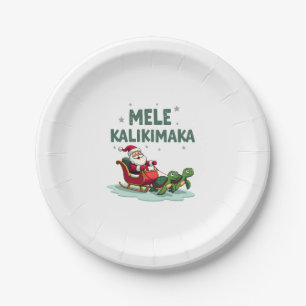 Mele Kalikimaka Christmas Shirt � Santa Sleigh Sea Paper Plate