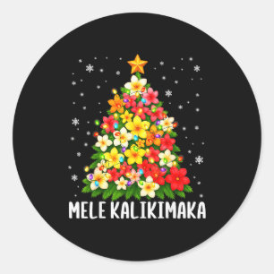 Mele Kalikimaka Christmas Tree Hawaiian Floral Pjs Classic Round Sticker
