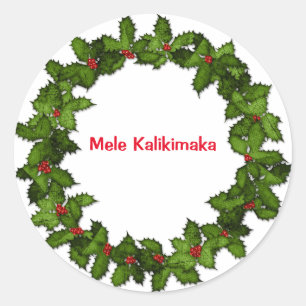 Mele Kalikimaka Christmas Wreath Classic Round Sticker