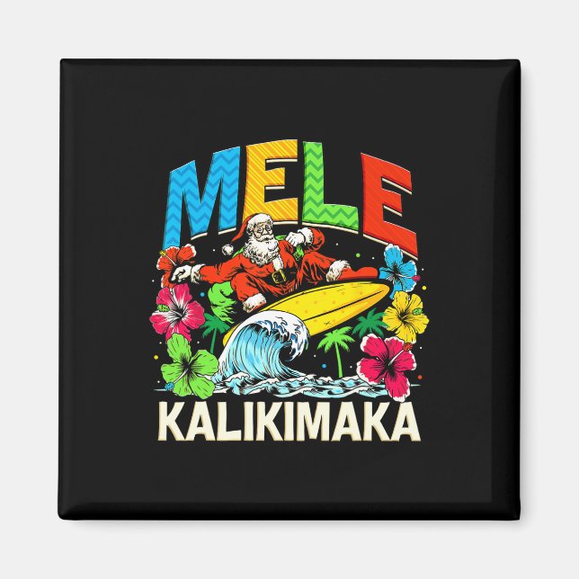 Mele Kalikimaka Christmas Xmas Santa Summer Hawaii Magnet (Front)