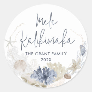 Mele Kalikimaka Coastal Holiday Classic Round Sticker