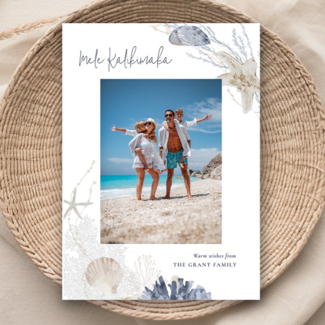 Mele Kalikimaka Coastal Holiday Photo Card (Mele Kalikimaka Coastal Holiday Photo Card)