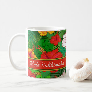 Mele Kalikimaka Colourful Hawaiian Floral Holiday Coffee Mug