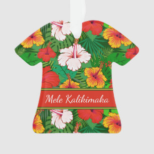 Mele Kalikimaka Colourful Hawaiian Floral Holiday Ornament