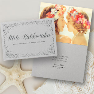 Mele Kalikimaka Confetti And Stars Christmas Photo Foil Card