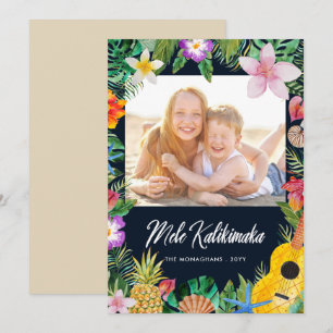 Mele Kalikimaka Elegant Tropical Christmas Photo Holiday Card