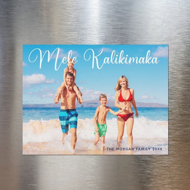 Mele Kalikimaka Family Photo Beach Magnet Card (Creator Uploaded)