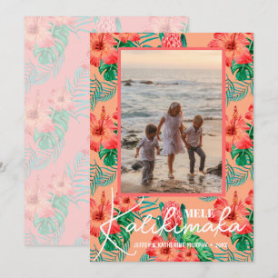 Mele Kalikimaka Floral Christmas Photo Holiday Card