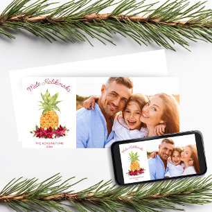 Mele Kalikimaka Floral Pineapple Holiday Photo