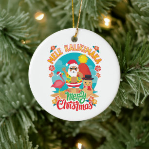 Mele Kalikimaka for a Bright Hawaiian Christmas Ceramic Ornament